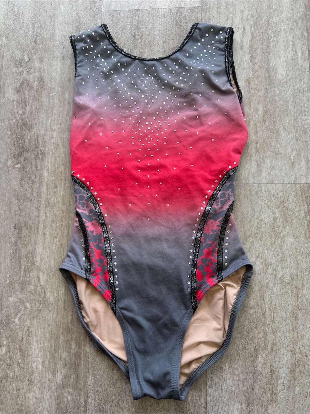 Darcy gray & pink gymnastics leotard